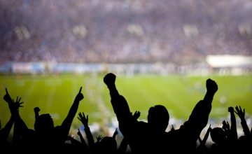 aficionados de futbol disfrutan de un partido en un estadio